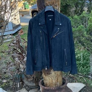 John Varvatos Dark Blue Suede Jacket